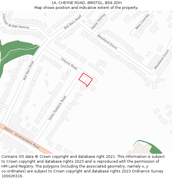 1A, CHEYNE ROAD, BRISTOL, BS9 2DH: Location map and indicative extent of plot