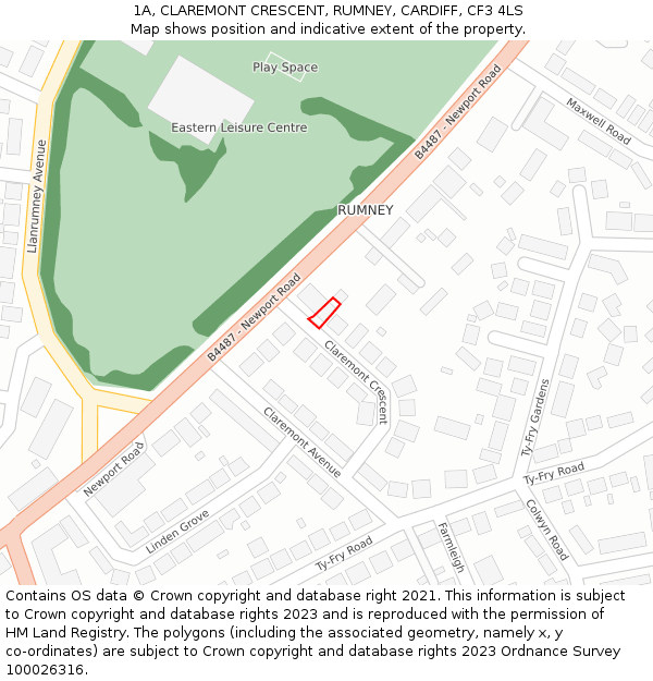 1A, CLAREMONT CRESCENT, RUMNEY, CARDIFF, CF3 4LS: Location map and indicative extent of plot
