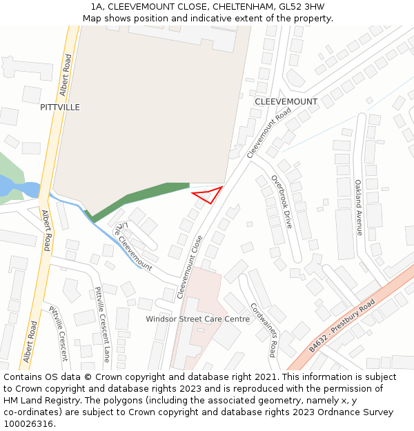 1A, CLEEVEMOUNT CLOSE, CHELTENHAM, GL52 3HW: Location map and indicative extent of plot