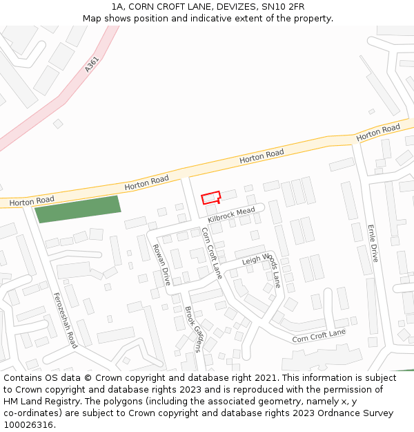 1A, CORN CROFT LANE, DEVIZES, SN10 2FR: Location map and indicative extent of plot