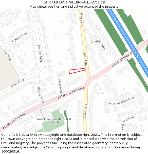 1A, CRAB LANE, WILLENHALL, WV12 5BJ: Location map and indicative extent of plot