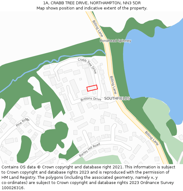 1A, CRABB TREE DRIVE, NORTHAMPTON, NN3 5DR: Location map and indicative extent of plot