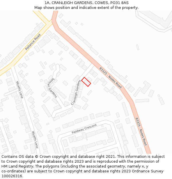 1A, CRANLEIGH GARDENS, COWES, PO31 8AS: Location map and indicative extent of plot