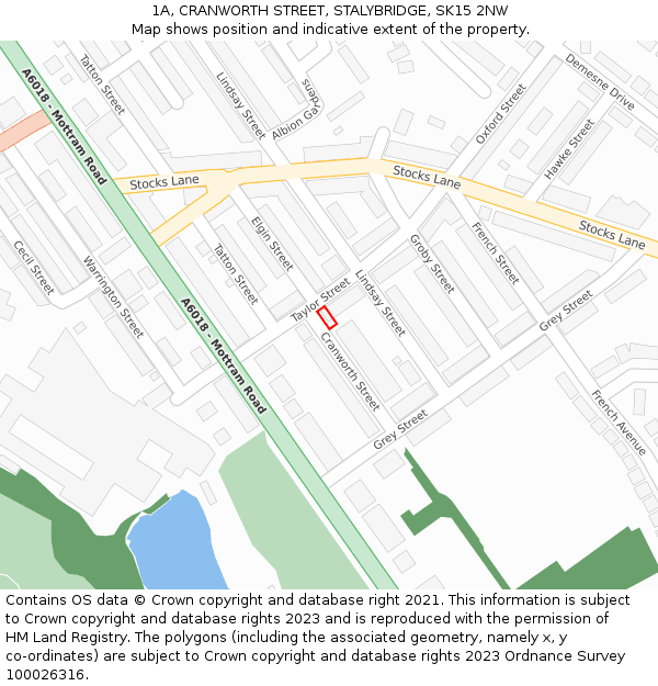 1A, CRANWORTH STREET, STALYBRIDGE, SK15 2NW: Location map and indicative extent of plot