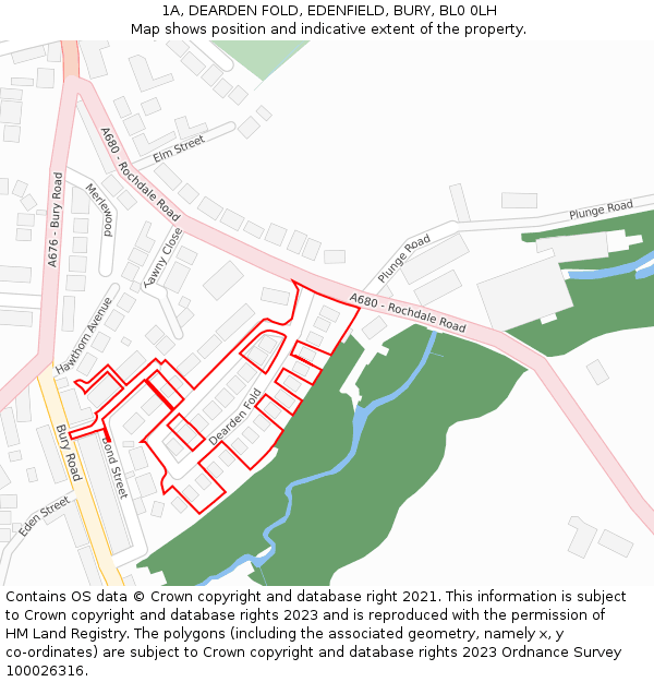 1A, DEARDEN FOLD, EDENFIELD, BURY, BL0 0LH: Location map and indicative extent of plot