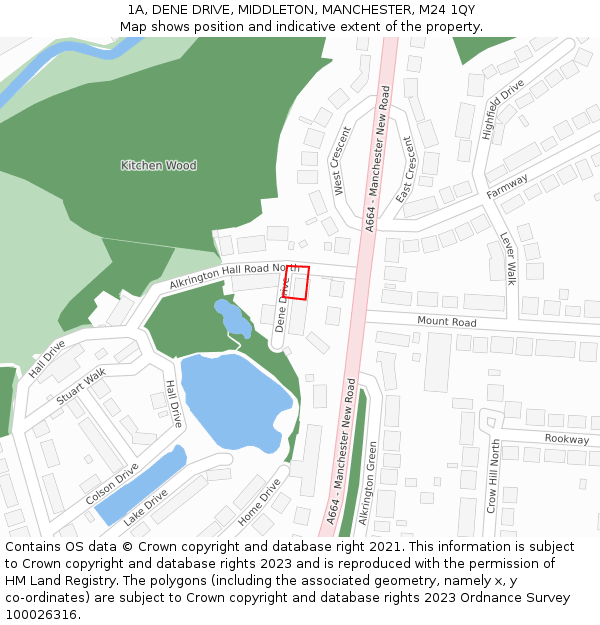 1A, DENE DRIVE, MIDDLETON, MANCHESTER, M24 1QY: Location map and indicative extent of plot