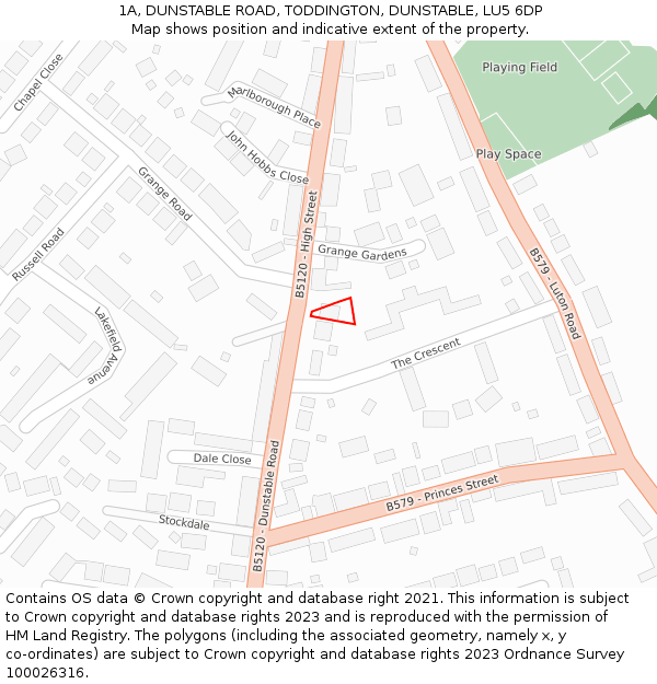 1A, DUNSTABLE ROAD, TODDINGTON, DUNSTABLE, LU5 6DP: Location map and indicative extent of plot