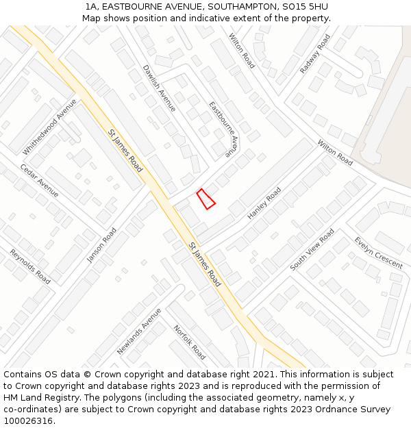 1A, EASTBOURNE AVENUE, SOUTHAMPTON, SO15 5HU: Location map and indicative extent of plot