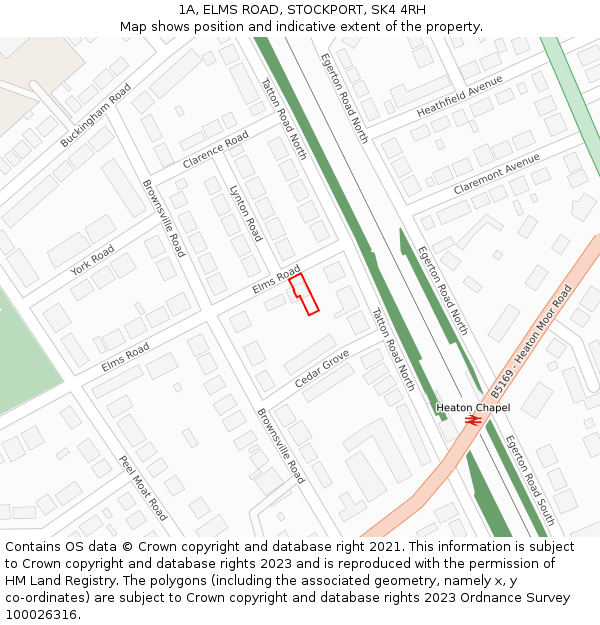 1A, ELMS ROAD, STOCKPORT, SK4 4RH: Location map and indicative extent of plot