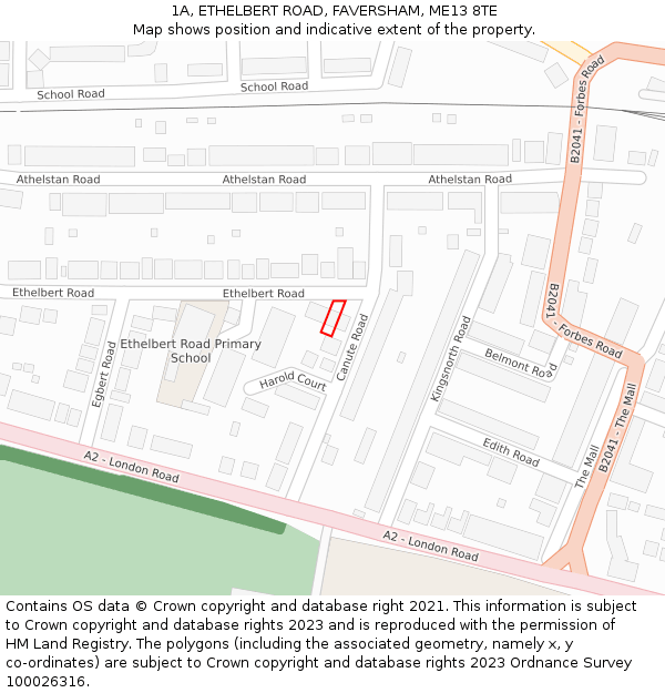 1A, ETHELBERT ROAD, FAVERSHAM, ME13 8TE: Location map and indicative extent of plot