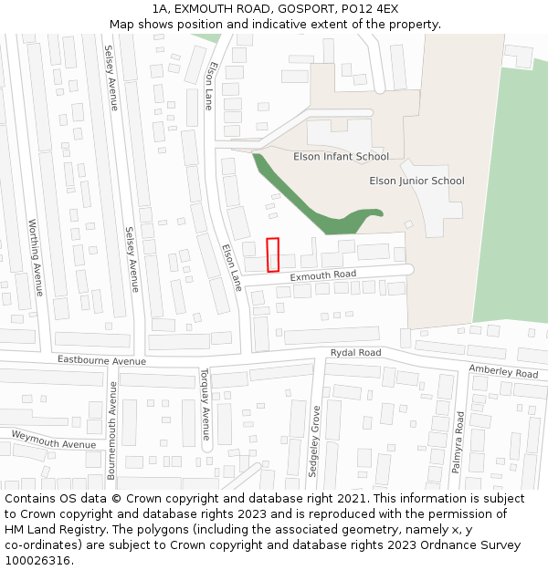 1A, EXMOUTH ROAD, GOSPORT, PO12 4EX: Location map and indicative extent of plot