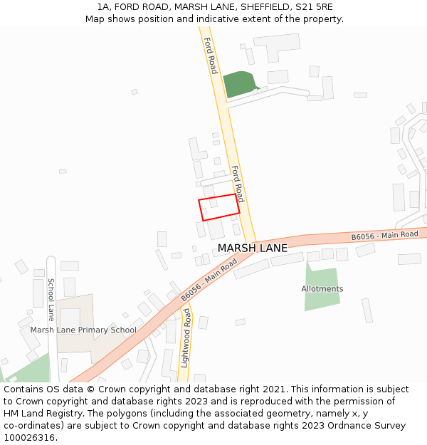 1A, FORD ROAD, MARSH LANE, SHEFFIELD, S21 5RE: Location map and indicative extent of plot