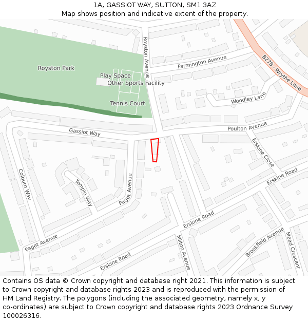 1A, GASSIOT WAY, SUTTON, SM1 3AZ: Location map and indicative extent of plot