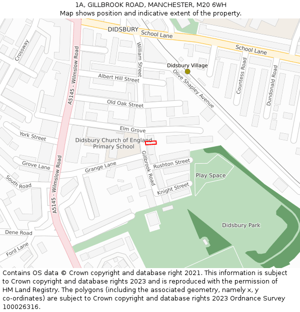 1A, GILLBROOK ROAD, MANCHESTER, M20 6WH: Location map and indicative extent of plot