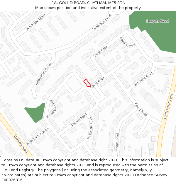 1A, GOULD ROAD, CHATHAM, ME5 8DN: Location map and indicative extent of plot