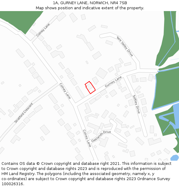 1A, GURNEY LANE, NORWICH, NR4 7SB: Location map and indicative extent of plot