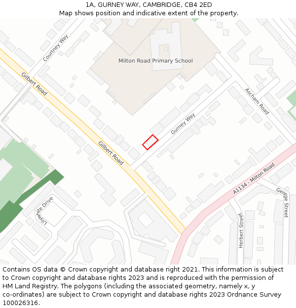 1A, GURNEY WAY, CAMBRIDGE, CB4 2ED: Location map and indicative extent of plot