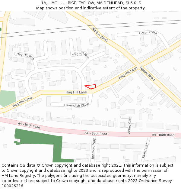 1A, HAG HILL RISE, TAPLOW, MAIDENHEAD, SL6 0LS: Location map and indicative extent of plot