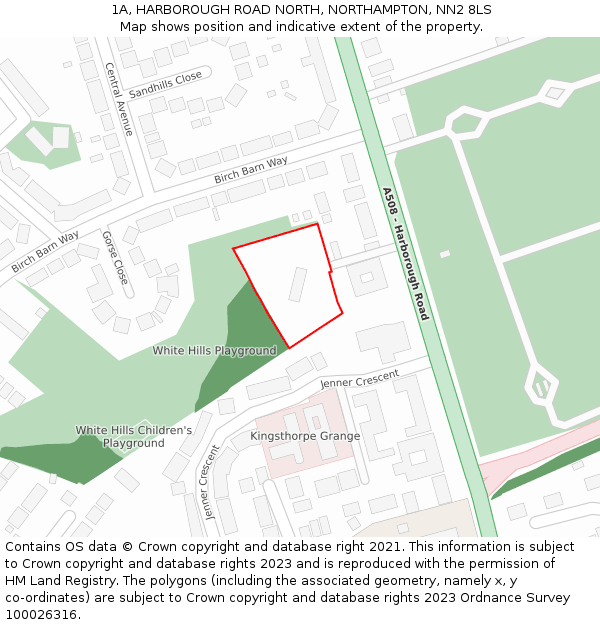 1A, HARBOROUGH ROAD NORTH, NORTHAMPTON, NN2 8LS: Location map and indicative extent of plot