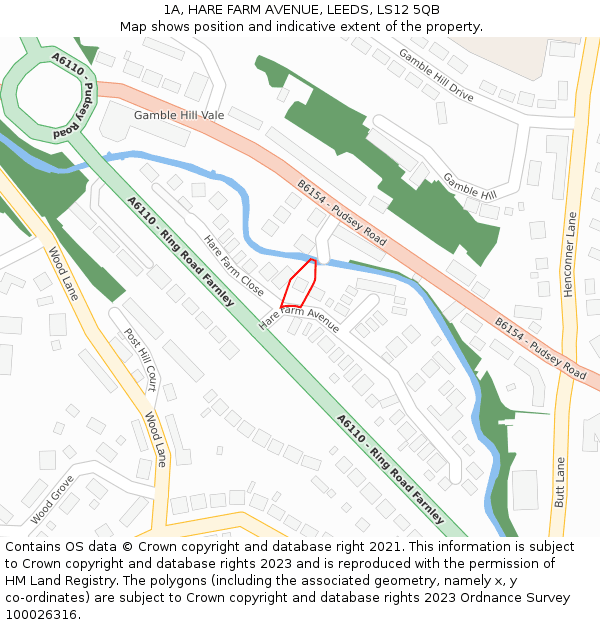 1A, HARE FARM AVENUE, LEEDS, LS12 5QB: Location map and indicative extent of plot