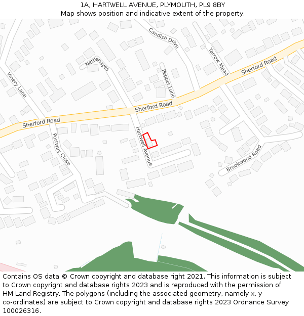 1A, HARTWELL AVENUE, PLYMOUTH, PL9 8BY: Location map and indicative extent of plot