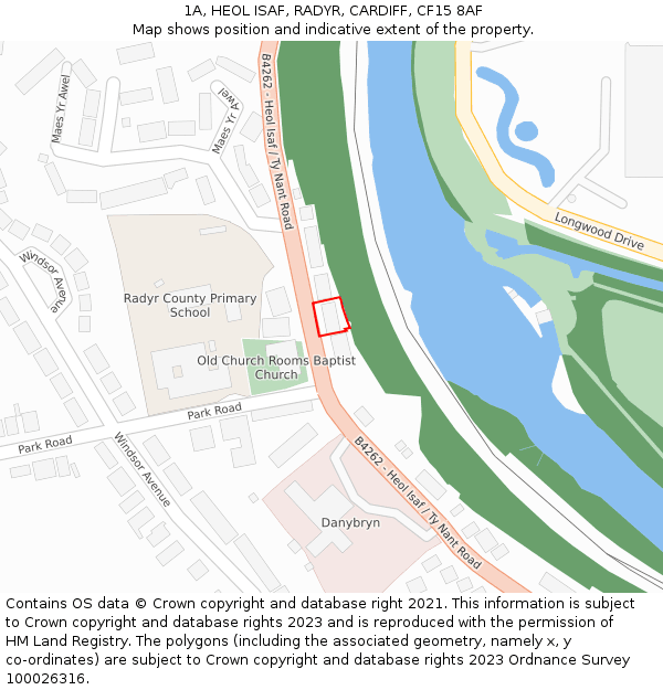 1A, HEOL ISAF, RADYR, CARDIFF, CF15 8AF: Location map and indicative extent of plot