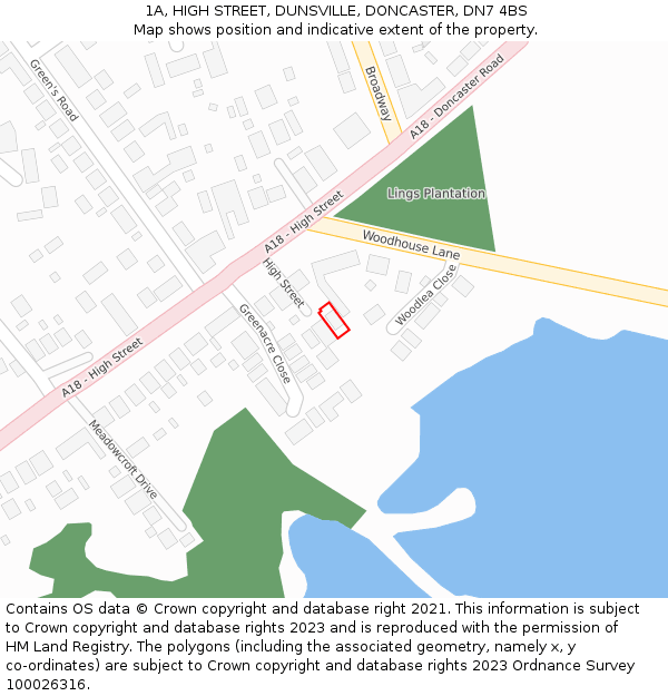 1A, HIGH STREET, DUNSVILLE, DONCASTER, DN7 4BS: Location map and indicative extent of plot