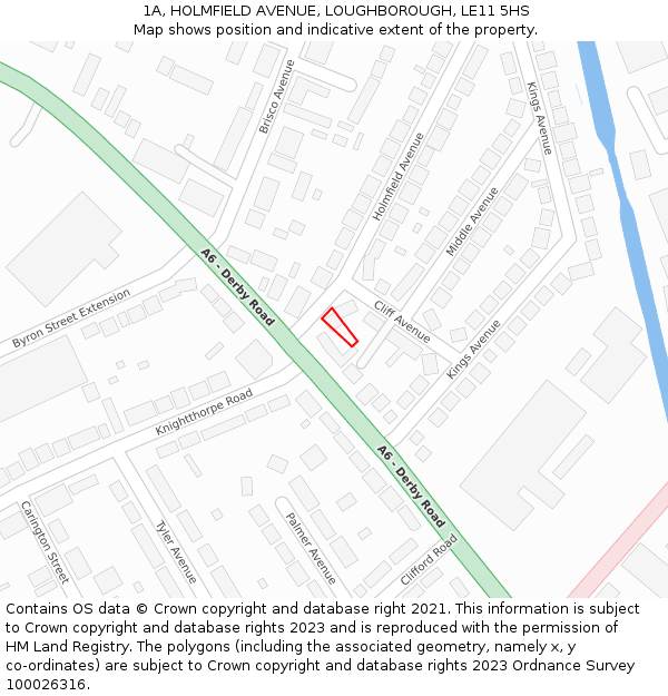 1A, HOLMFIELD AVENUE, LOUGHBOROUGH, LE11 5HS: Location map and indicative extent of plot