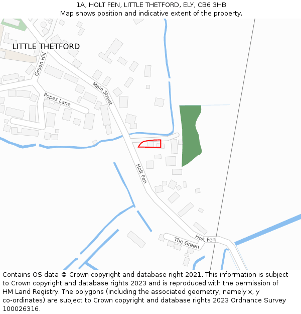 1A, HOLT FEN, LITTLE THETFORD, ELY, CB6 3HB: Location map and indicative extent of plot