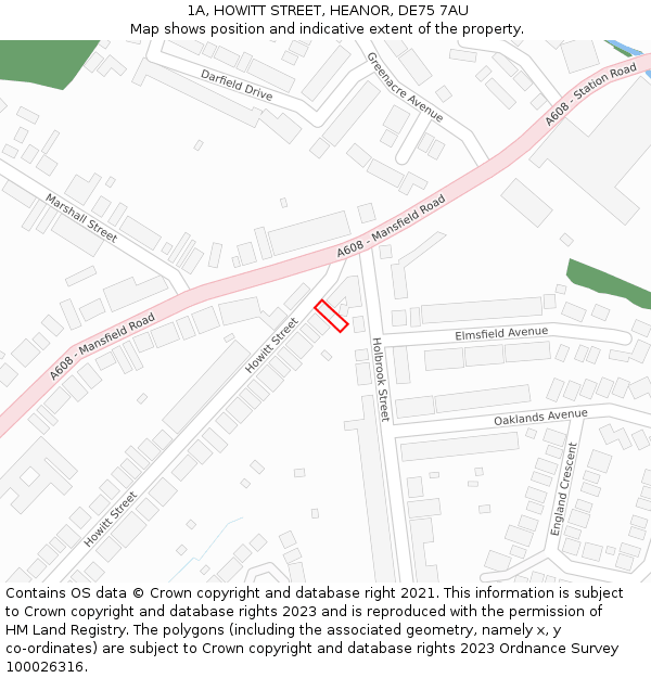 1A, HOWITT STREET, HEANOR, DE75 7AU: Location map and indicative extent of plot