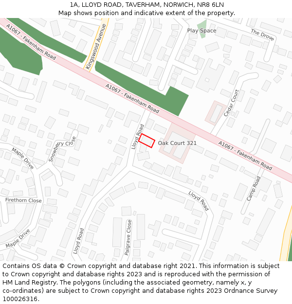 1A, LLOYD ROAD, TAVERHAM, NORWICH, NR8 6LN: Location map and indicative extent of plot