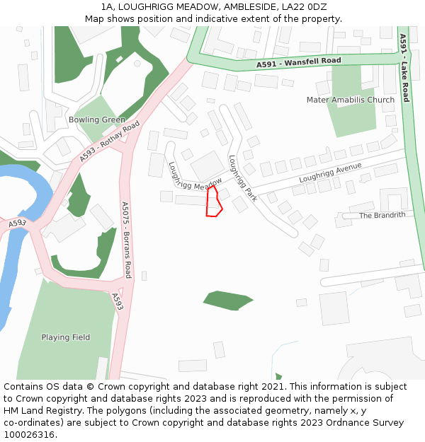 1A, LOUGHRIGG MEADOW, AMBLESIDE, LA22 0DZ: Location map and indicative extent of plot