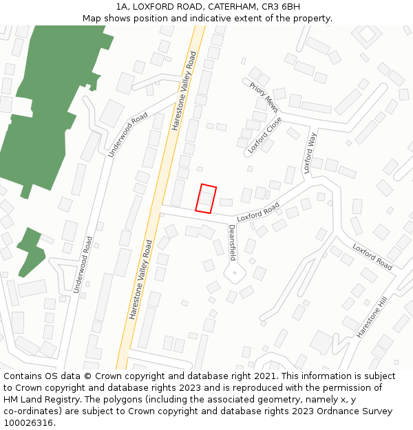 1A, LOXFORD ROAD, CATERHAM, CR3 6BH: Location map and indicative extent of plot