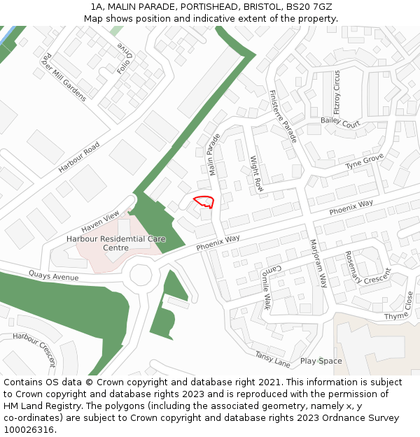 1A, MALIN PARADE, PORTISHEAD, BRISTOL, BS20 7GZ: Location map and indicative extent of plot