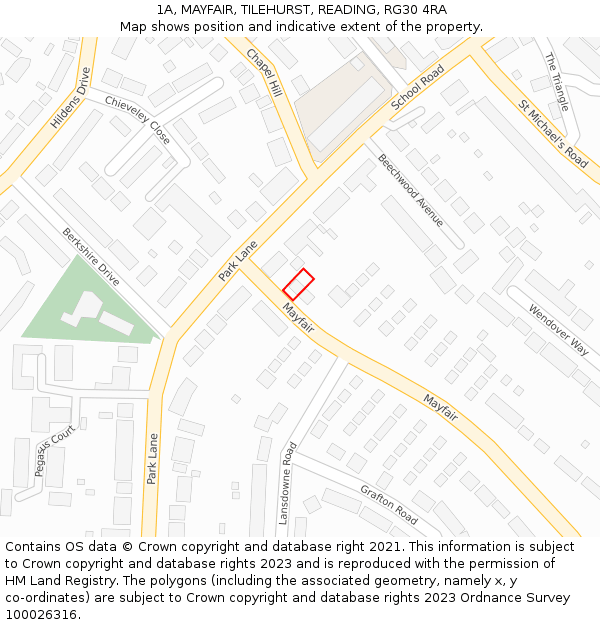1A, MAYFAIR, TILEHURST, READING, RG30 4RA: Location map and indicative extent of plot