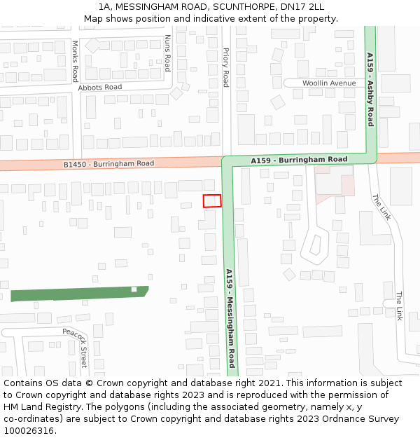 1A, MESSINGHAM ROAD, SCUNTHORPE, DN17 2LL: Location map and indicative extent of plot