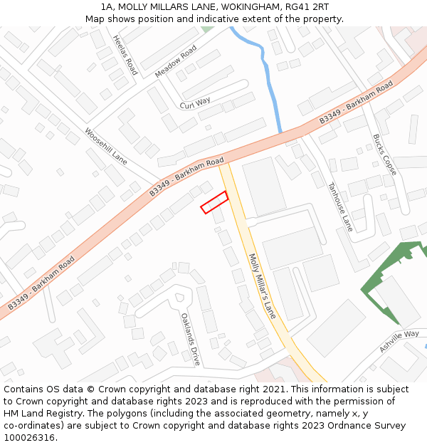 1A, MOLLY MILLARS LANE, WOKINGHAM, RG41 2RT: Location map and indicative extent of plot