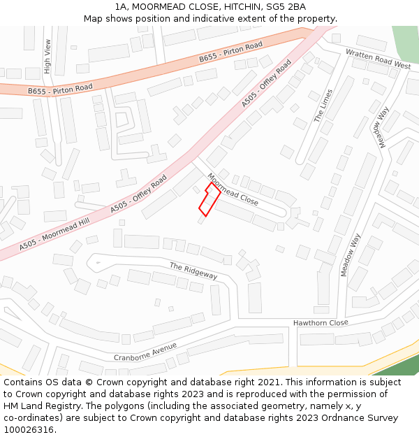 1A, MOORMEAD CLOSE, HITCHIN, SG5 2BA: Location map and indicative extent of plot