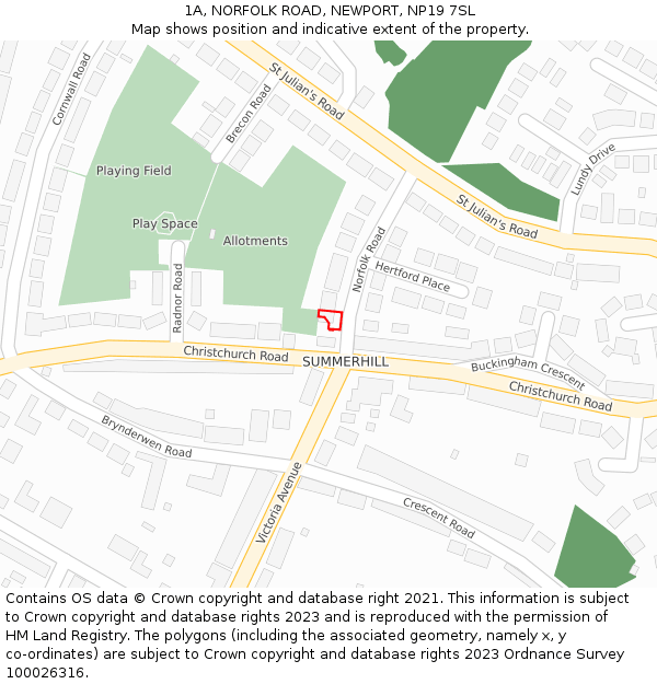 1A, NORFOLK ROAD, NEWPORT, NP19 7SL: Location map and indicative extent of plot