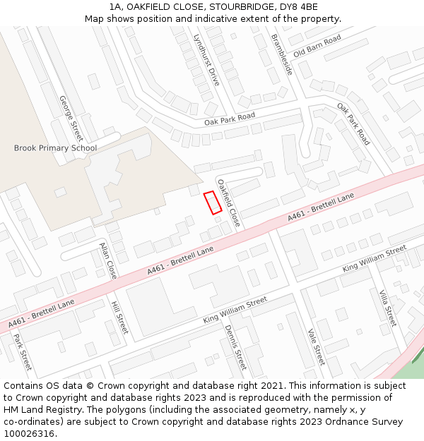 1A, OAKFIELD CLOSE, STOURBRIDGE, DY8 4BE: Location map and indicative extent of plot