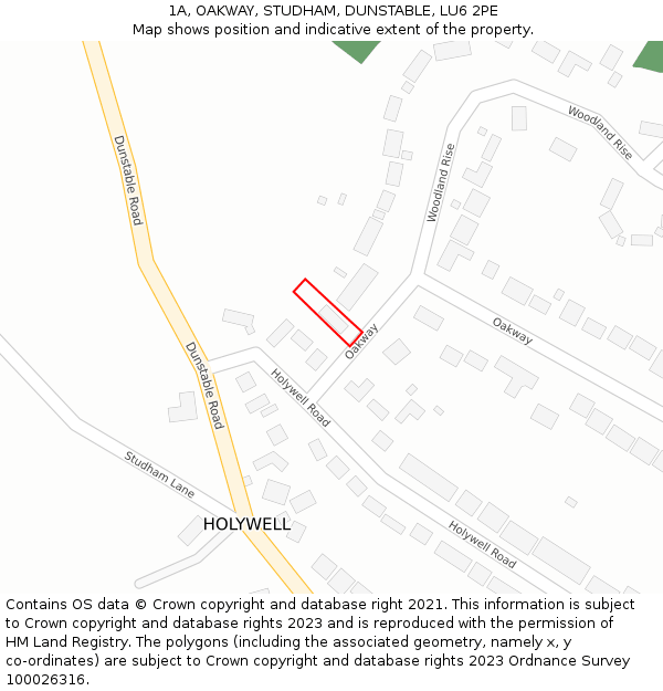 1A, OAKWAY, STUDHAM, DUNSTABLE, LU6 2PE: Location map and indicative extent of plot