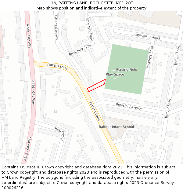 1A, PATTENS LANE, ROCHESTER, ME1 2QT: Location map and indicative extent of plot