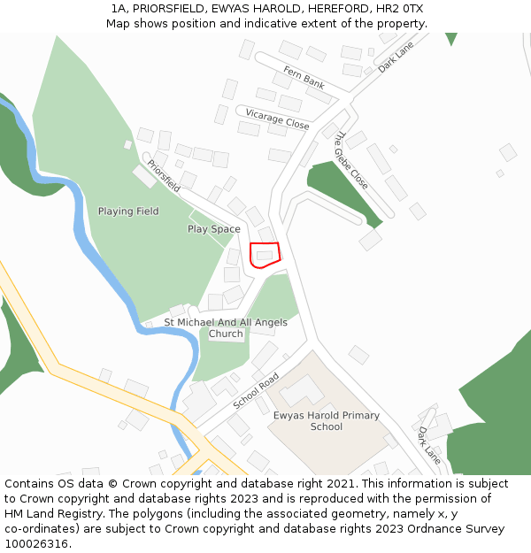 1A, PRIORSFIELD, EWYAS HAROLD, HEREFORD, HR2 0TX: Location map and indicative extent of plot