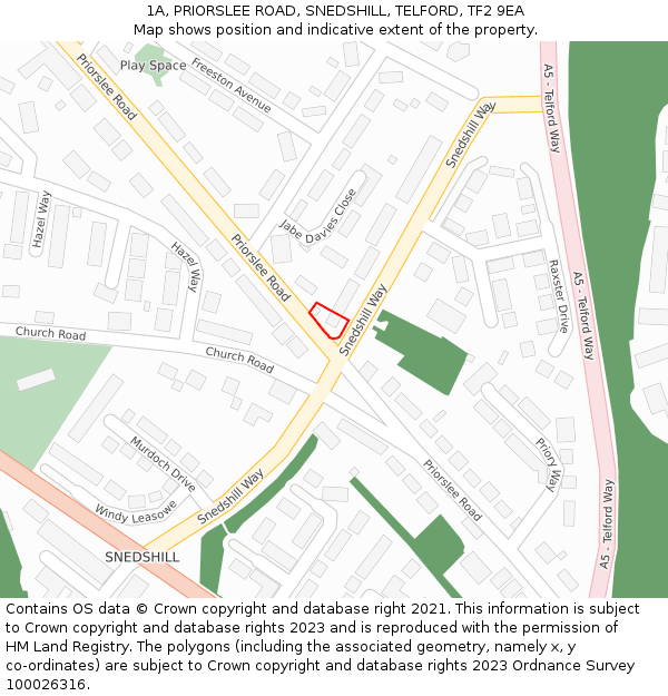 1A, PRIORSLEE ROAD, SNEDSHILL, TELFORD, TF2 9EA: Location map and indicative extent of plot