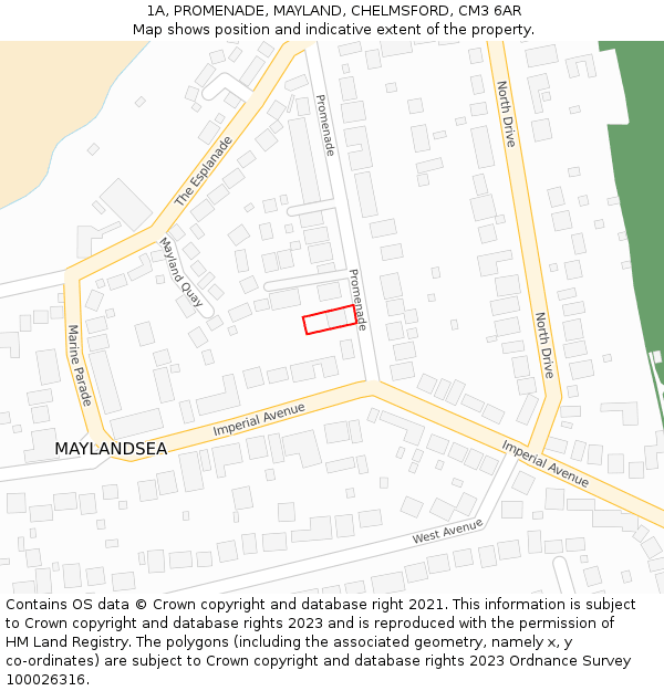 1A, PROMENADE, MAYLAND, CHELMSFORD, CM3 6AR: Location map and indicative extent of plot