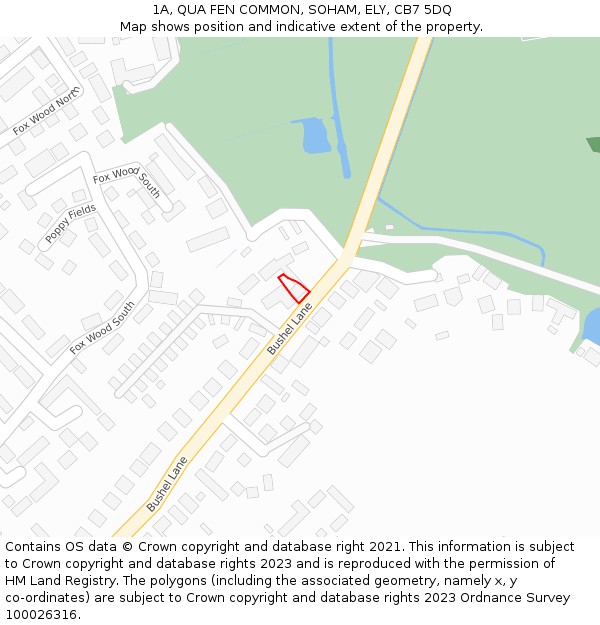 1A, QUA FEN COMMON, SOHAM, ELY, CB7 5DQ: Location map and indicative extent of plot