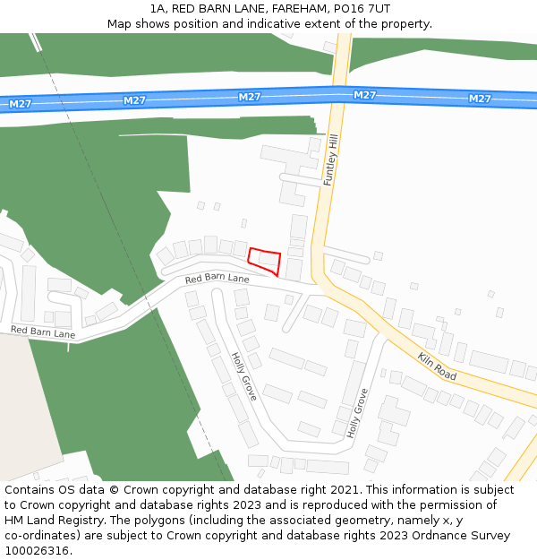 1A, RED BARN LANE, FAREHAM, PO16 7UT: Location map and indicative extent of plot