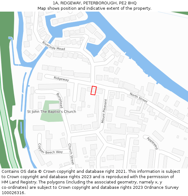 1A, RIDGEWAY, PETERBOROUGH, PE2 8HQ: Location map and indicative extent of plot