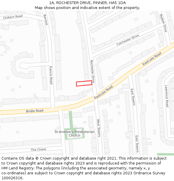 1A, ROCHESTER DRIVE, PINNER, HA5 1DA: Location map and indicative extent of plot
