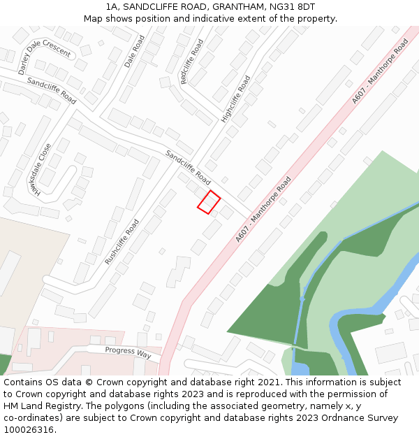 1A, SANDCLIFFE ROAD, GRANTHAM, NG31 8DT: Location map and indicative extent of plot